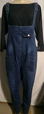 Vintage 90s Denim Jumper Overalls Fits Size S/M/L And Crop Lace Trim Top