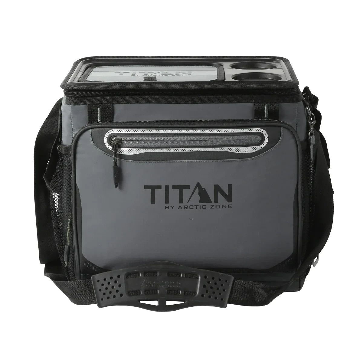 Titan 40 Can Collapsible Cooler - Gray - TableTop with 2 drink holders - 1740589