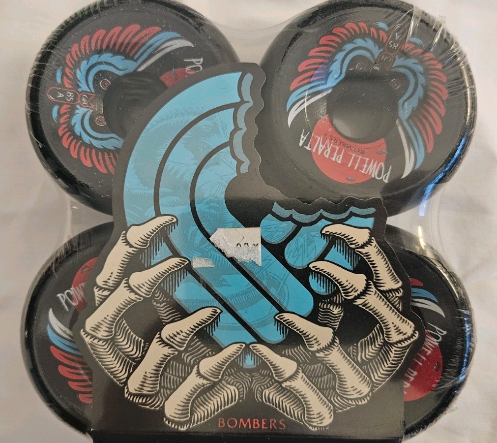 POWELL PERALTA BOMBERS 68MM 85A SKATEBOARD WHEELS, BLACK, NEW AND SEALED