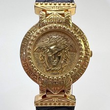 GIANNI VERSACE Medusa Coin Watch Ladies Quartz 7008002 30mm Gold Black