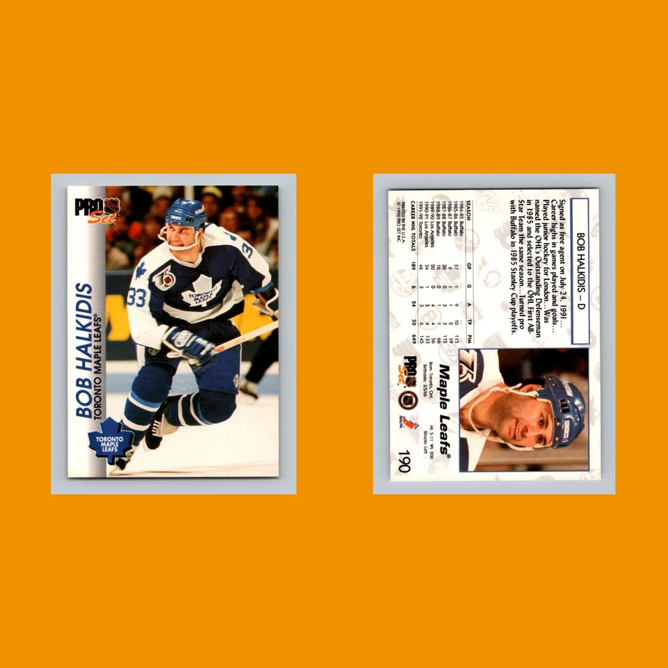Bob Halkidis #190 1992-93 Pro Set Toronto Maple Leafs Hockey Card NHL - Image 3 of 3