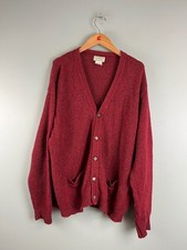 Vintage 90s Men  s L.L. Bean Cardigan Red Soft Wool Blend Heavyweight Size XL