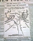 FIRST BATTLE OF CHARLESTON Ironclads Warships w/ Map Civil War 1863 Newspaper