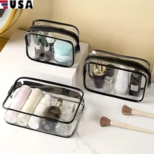 6Pcs Portable Clear PVC Toiletry Bag Makeup Pouch TSA Approved Travel Organizer