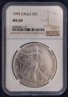1995 SILVER AMERICAN EAGLE - $1 - NGC MS69 - Brilliantly Uncirculated