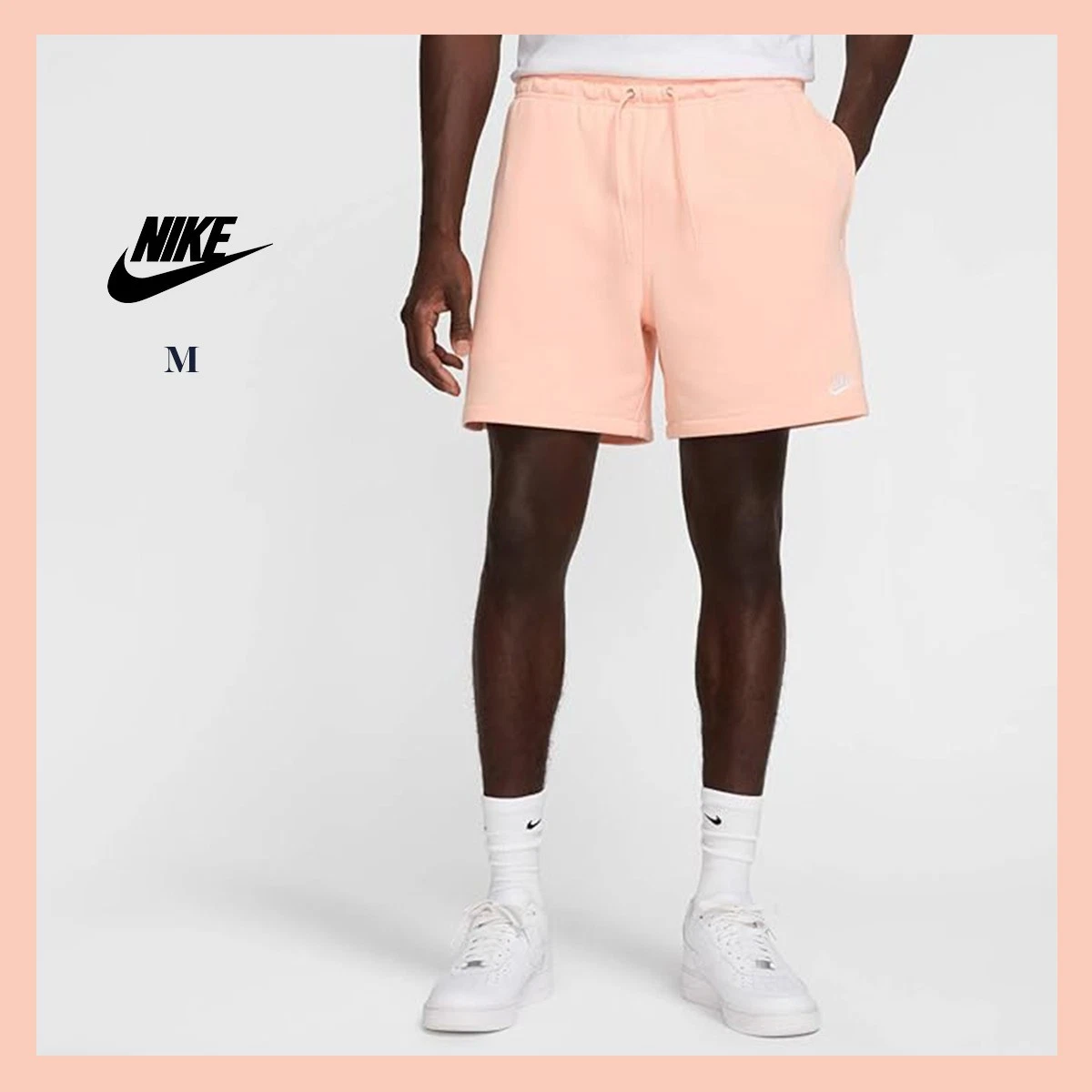 NWT - NIKE Men's Club Flow French Terry Shorts Coral Standard Fit, Sz M - $55