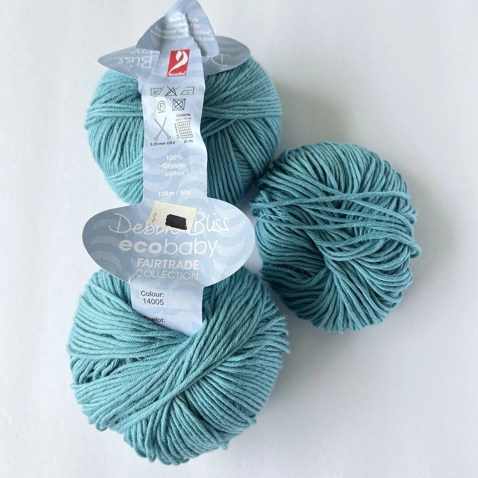 Пряжа Debbie Bliss Ecobaby коллекция Fairtrade бирюзовый органический хлопок 50 г/125 м новая - Изображение 3 из 4
