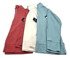  3 EDDIE BAUER CAMP FLEECE 1/4 ZIP WOMENS SZ M IVORY, DROSE, SEA BLUE NWT