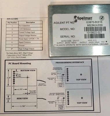 DC HV Netzteil -3000V einst. / Power Supply High Voltage - 3kV Adj. 1 Watt 