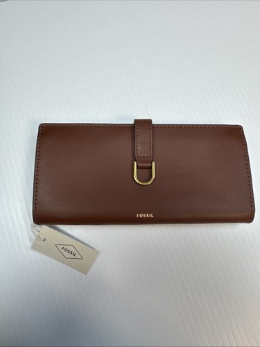 NWT Fossil Women's Kier Vegan Cactus Leather Wallet Tab Clutch Brown