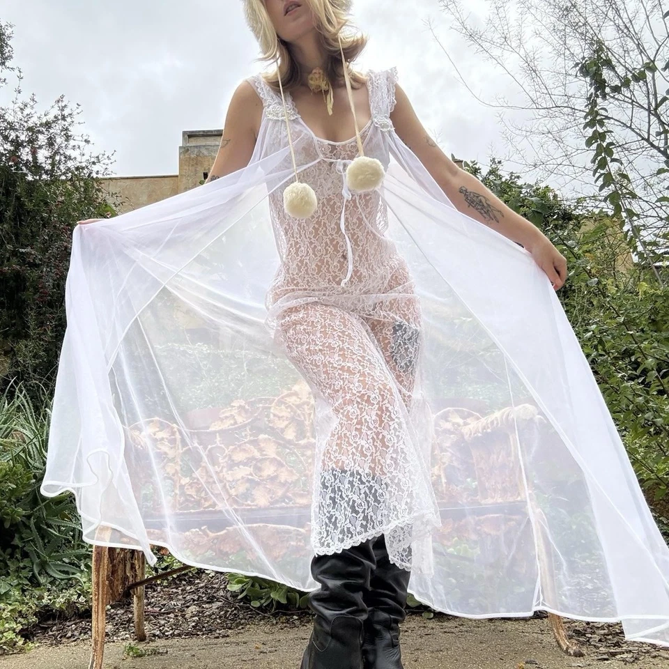 90 年代天使花边睡衣套装 — 第 2/4 张图片