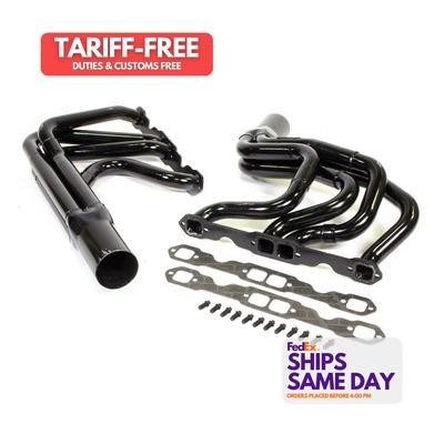 Schoenfeld 1185V, Pair of SBC Modified Long Tube Header 1-5/8 1-3/4 Steel Perfor