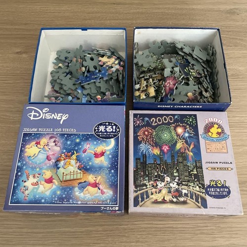 Disney Puzzle 100/299PCS Pooh Mickey Minnie Glow-in-the-Dark Used tt1