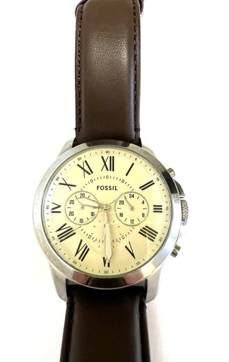 Fossil FS4735 Grant Brown Leather Men\'s Watch New with Tags Fossil Grant FS4735 watch @18500 Featuring a cream dial with  main image 4