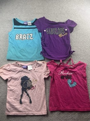 Vintage Y2K Bratz Dolls Pink Kids Girls Size 7/8 Shirts Lot Of (4) Tops