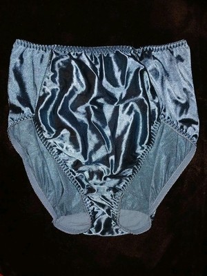 Vintage Vassarette Teal Blue Satin Second Skin Hi-Cut Brief Panties XL EUC 