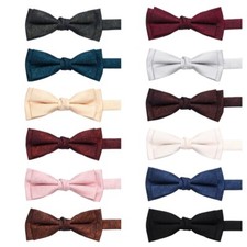 Men Herring Bone Pre-tied Adjustable Bowtie Gentleman Double Layer Party Bow Tie