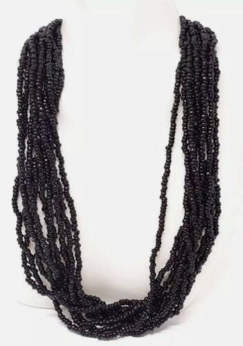 Trifari NWT 1980s seed bead necklace Black 10 Stra