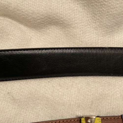 Cinturón para hombre George Brand talla 46-48 marrón tostado negro material elástico reversible nuevo con etiquetas - Imagen 9 de 9