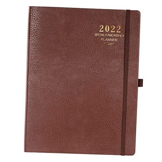 2022 Planner - Weekly/Monthly Planner, 8.5" x 11", Soft Leather cover with 