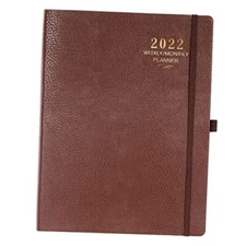 2022 Planner - Weekly/Monthly Planner, 8.5" x 11", Soft Leather cover with 