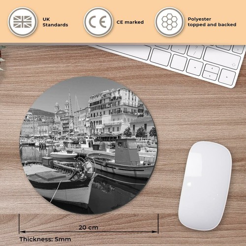Round Mouse Mat (bw) - Bastia Port Corsica Island France #42871 - Bild 2 von 8