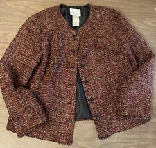 Vintage Kathie Lee Blazer Medium 8-10 Shoulder Pads 80s Retro Holiday Tweed EUC