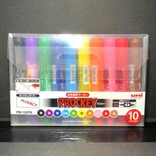 UNI MITSUBISHI PENCIL DUAL TIPPED PROCKEY WATER-BASED MARKER PENS 10 COLOR SET