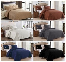 Embossed Reversible Bedspread Coverlet Quilt Set Bedding Cover Queen King Size
