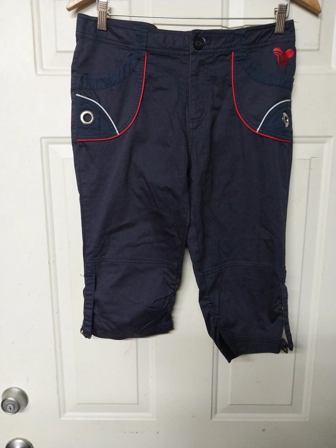 Disney Sport Crop Capri Pants Women 32 25 Blue