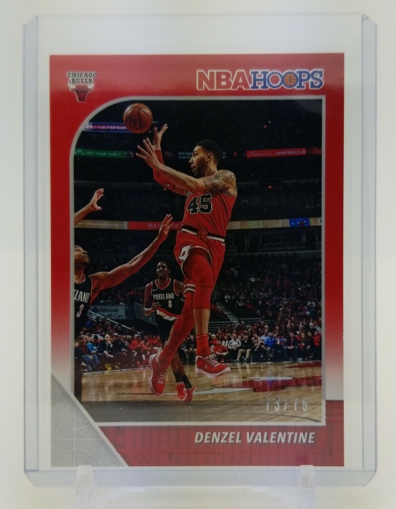 2019-20 NBA Hoops DENZEL VALENTINE Red Parallel SP 73/75 #30 Chicago Bulls  Card
