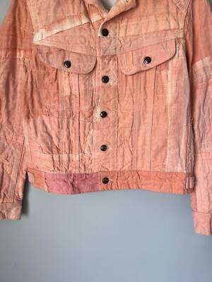 Greg Lauren Stitchwork Trucker Jacket - Size Medium - Pink - NEW