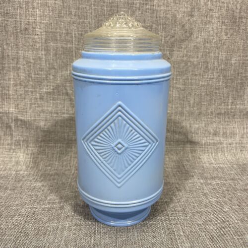 Vintage Wolkenkratzer Torpedo Boudoir Kugel blau Glas Lampe Licht Schirm Kopfteil