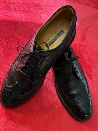 Florsheim 96624 Black Pebble Calf 10.5D Imperial Wingtips w/ Shoe Bags EUC