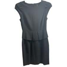 J. Crew Black Peplum Cap Sleeve Dress Size 2 Pre-owned
