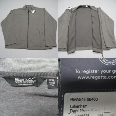 Regatta Outdoor Jacket Men Medium Dark Gray Pockets Lakenham Full Zip Fleece NEW