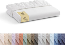 Linen Home 100 Cotton Percale Weave Fitted Sheet, Queen Size, White, 1 Deep Poc