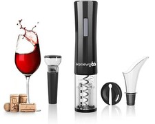 Renewgoo Wine Opener Set 4-in-1 Cordless Electric Automatic Corkscrew, Black
