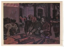 1981 WWII WAR Women pick up guns, Tula gunsmiths Military Russian postcard OLD