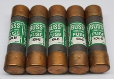 NEW LOT OF 5 FUSES BUSS BUSSMAN ONE-TIME FUSE NON-45 45A 250V