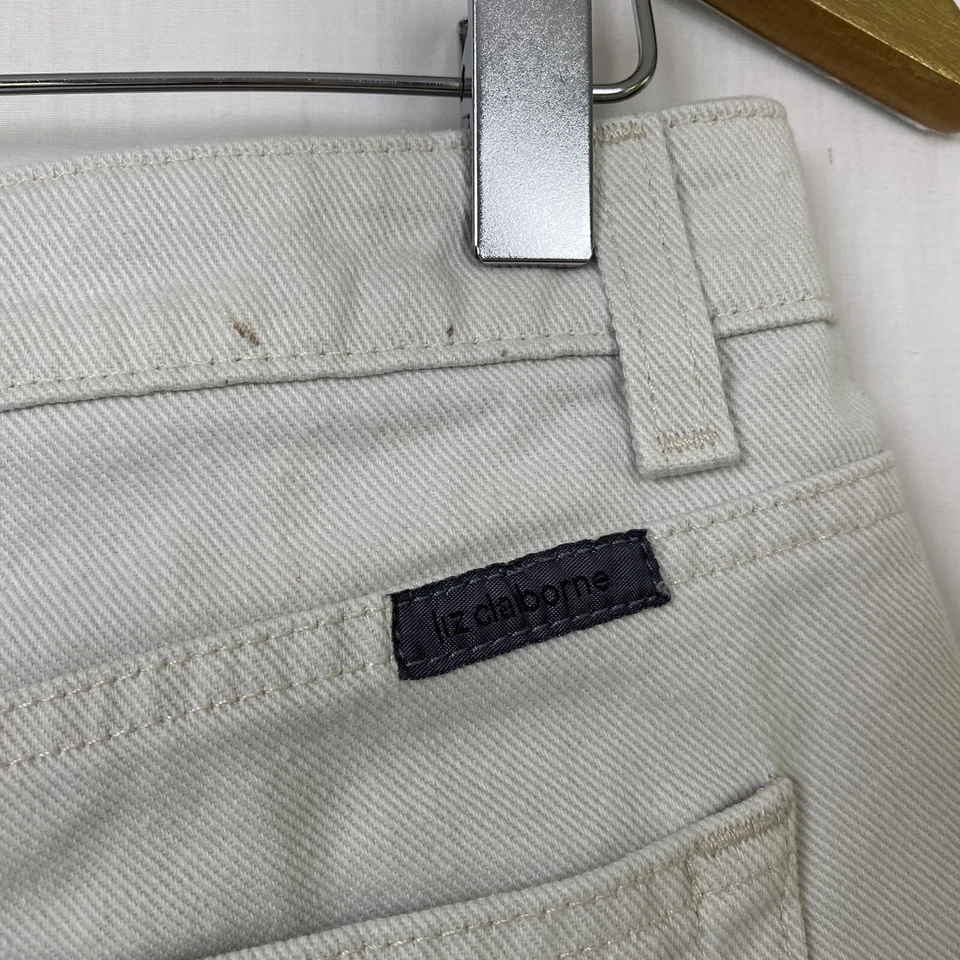 Pantalones Cortos Jean Liz Claiborne Vintage 4 Mujer 30x5.5 Off White Denim Mamá Cintura Alta Foto 4 de 4