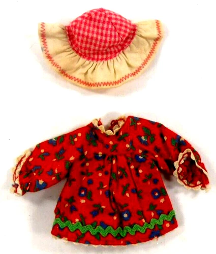 Barbie Vintage 1960's Tutti Red Floral Dress Skippin Rope & 3604 Hat