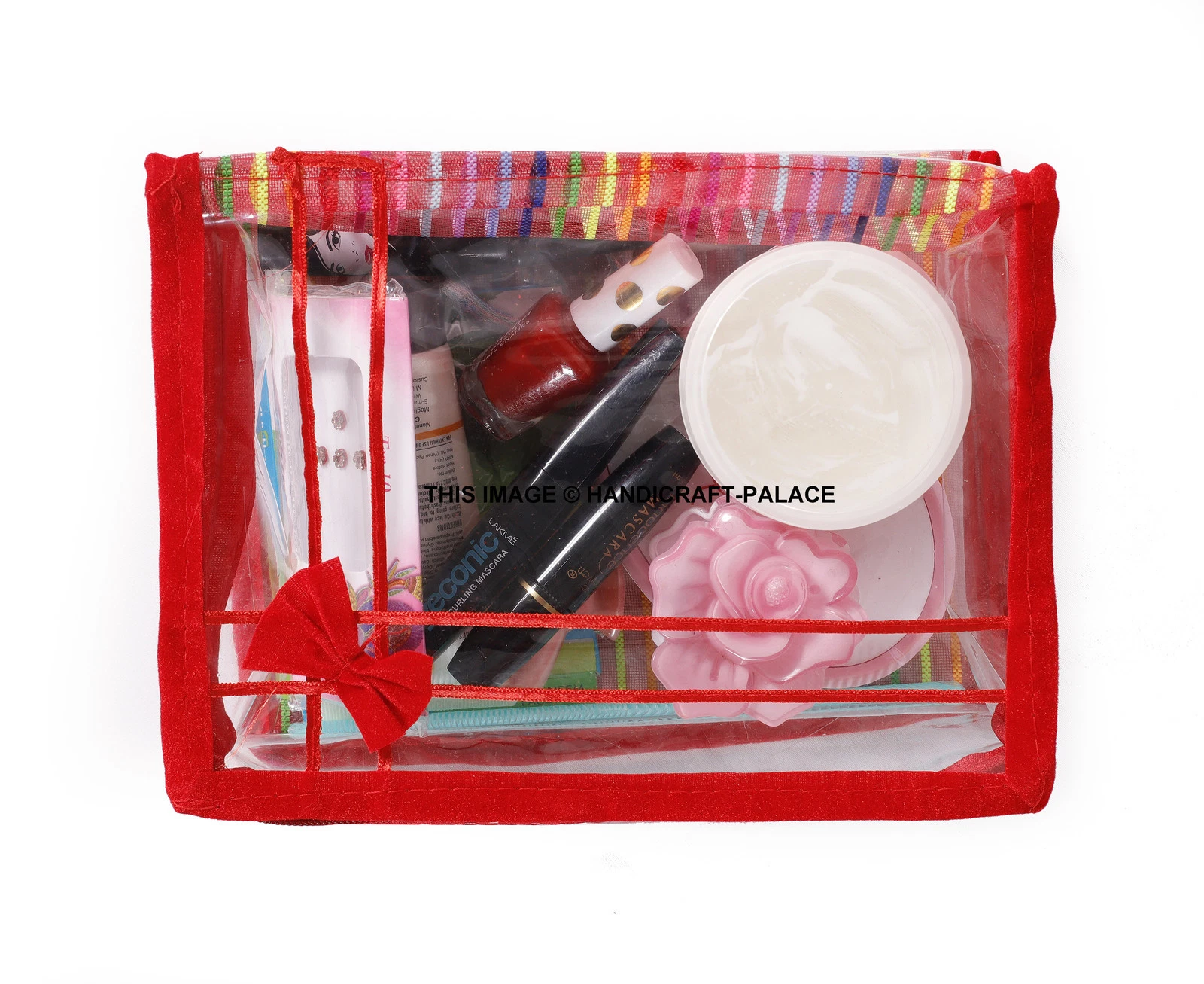 Indian Velvet Women's Girl's Makeup Kit Store Makeup Tool Transparent & Zipper