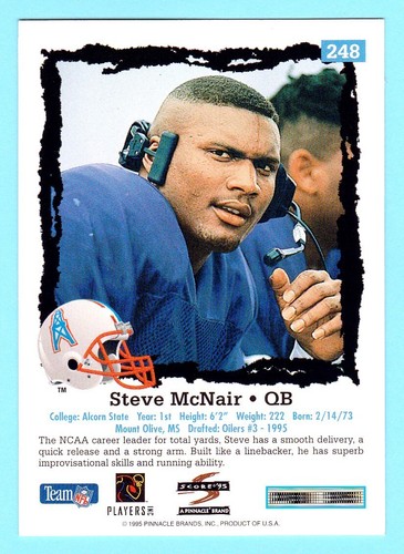 STEVE MCNAIR 1995 SCORE Football #248 - ROOKIE - Houston Oilers - Alcorn St. - Picture 2 of 2