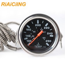 2 52mm Mechanical Pointer Black Face Sensor Water Temp Temperature Gauge  