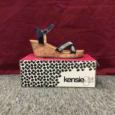 New Girls KensieGirl KG79680 Denim/Navy Wedge Sandals Size 11