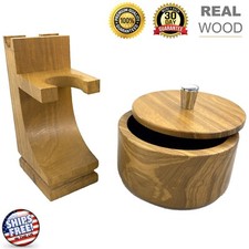 Wood Stand for Safety Razor Straight Razor Shaving Brush Shave Mug Bowl for Soap