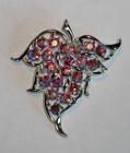 Vintage Demi Parure Pin Matching Earrings Set Red AB Rhinestones Grapes 1959 — photo 7