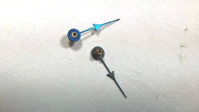 Chrono watch hands, Arrow, tube ht 1.20mm, length 5,5mm-6.5mm - RARE