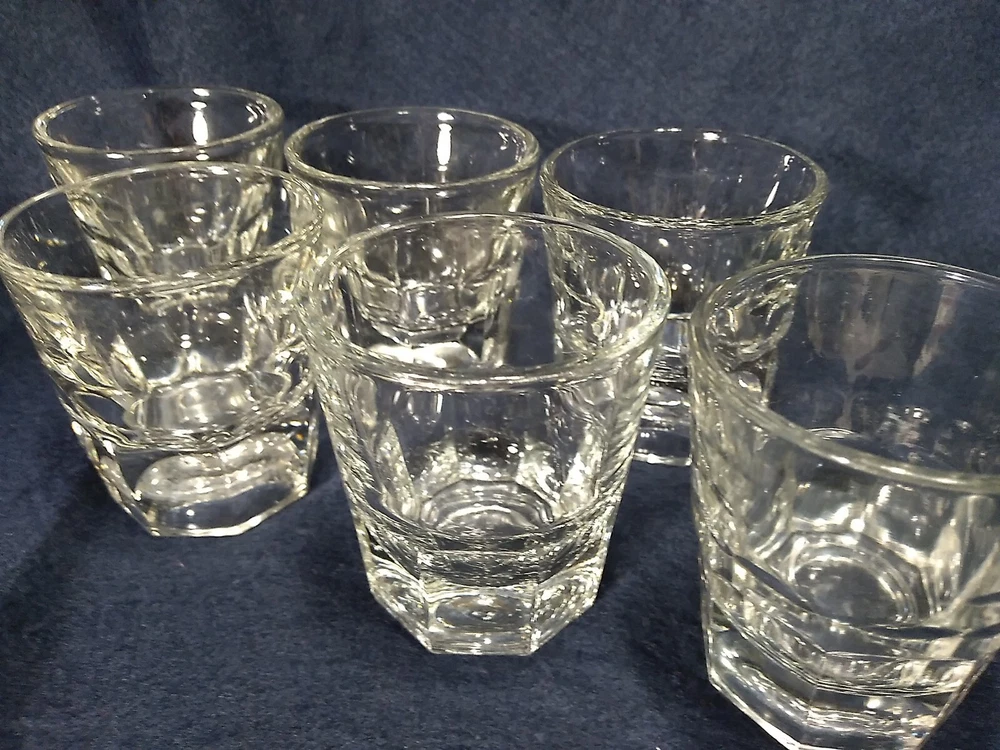 Tumbler Glasses Octagonal 3 oz Old Fashioned Style Barware Set Of 6